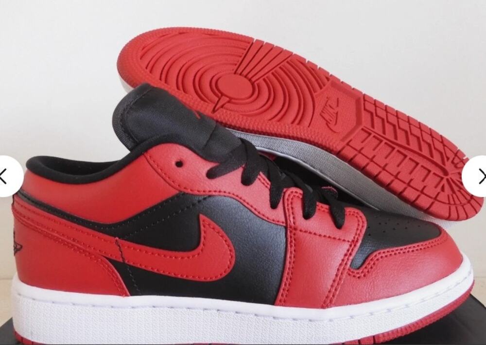 Nike Air Jordan 1 Low (GS) Gym Red-Black-White Sz 6.5Y 553560-606